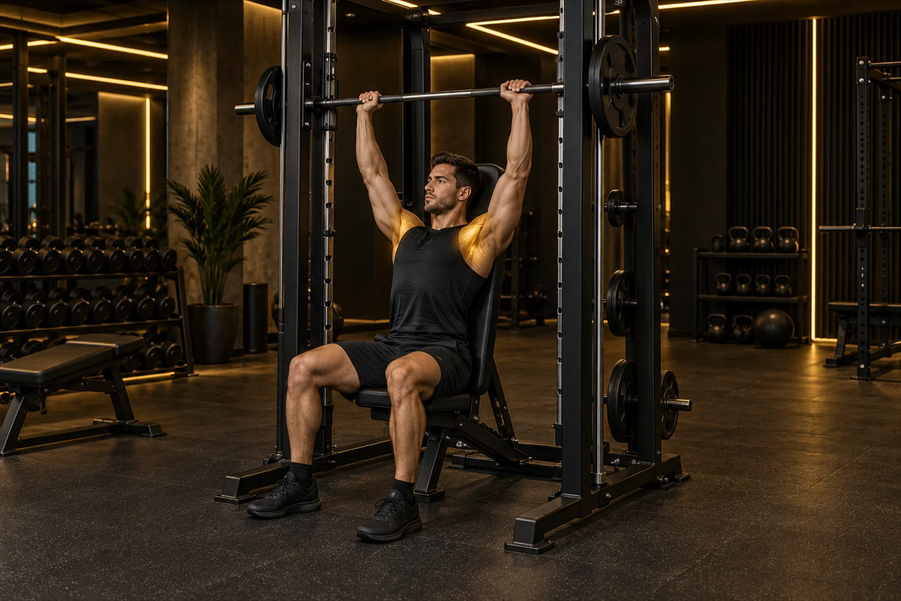 Smith Machine Seated Shoulder Press