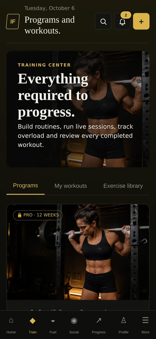 Training screen