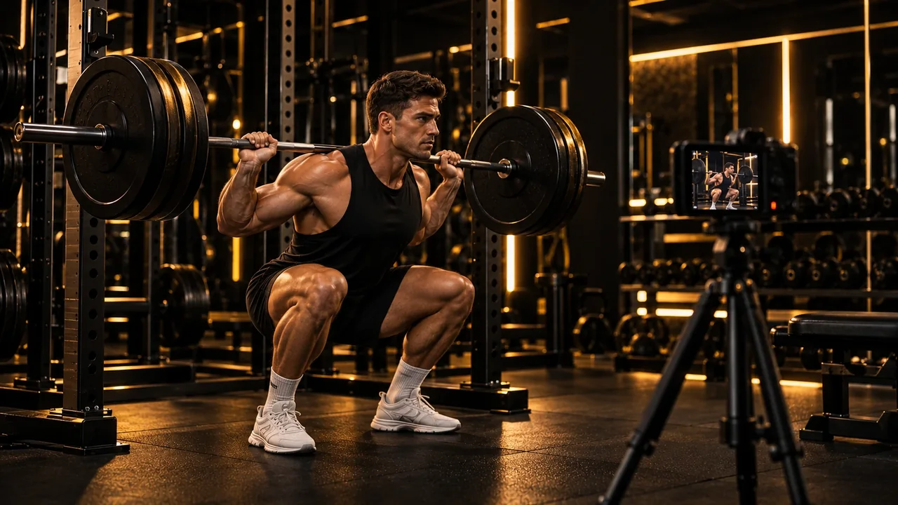 Checking squat technique on video